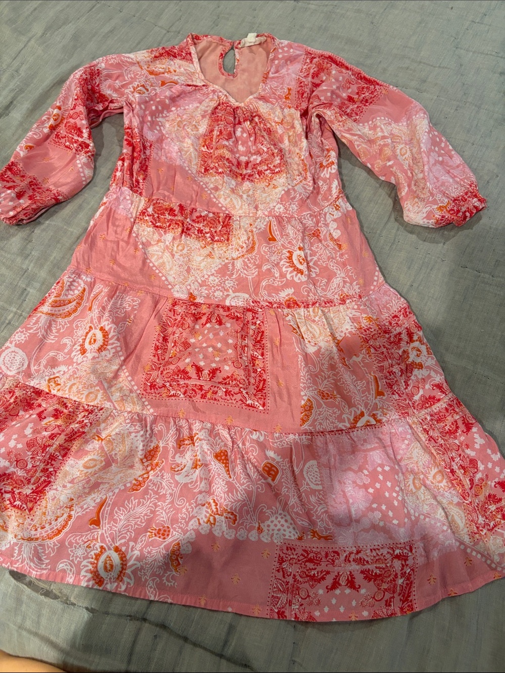 Roller Rabbit Girls 10 Pink Patchwork Paisley Midi Dress